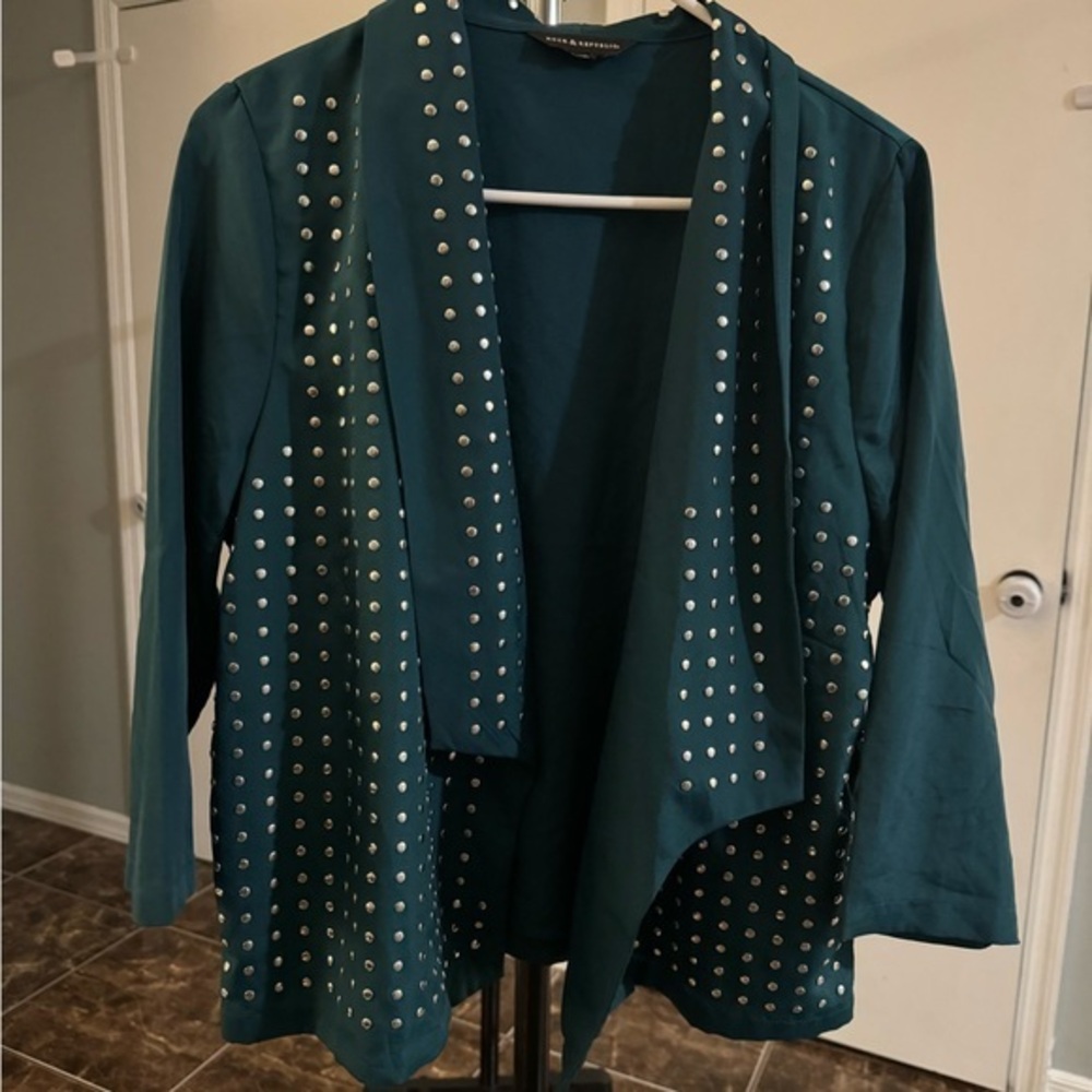 Rock & Republic Green Studded Shirt Size Large